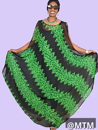 Green-Black Chiffon Sleeveless Summer Dress 