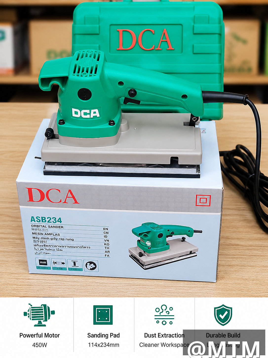 DCA ASB234 Orbital Sander 450W – Professional Finishing Sander for Wood & Metal | Fine Tech Machinery