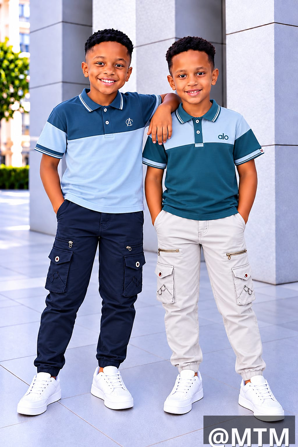 Quality boy khaki +belt+t-shirt 