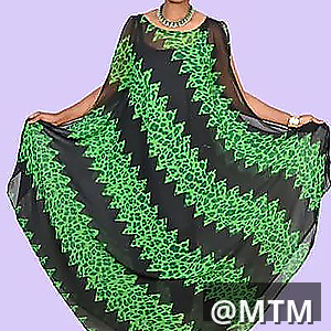 Green-Black Chiffon Sleeveless Summer Dress 